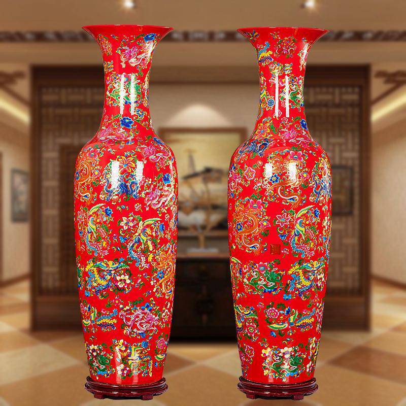 景德镇花瓶红大花瓶2米落地大花瓶中国红大花瓶- 供应商网