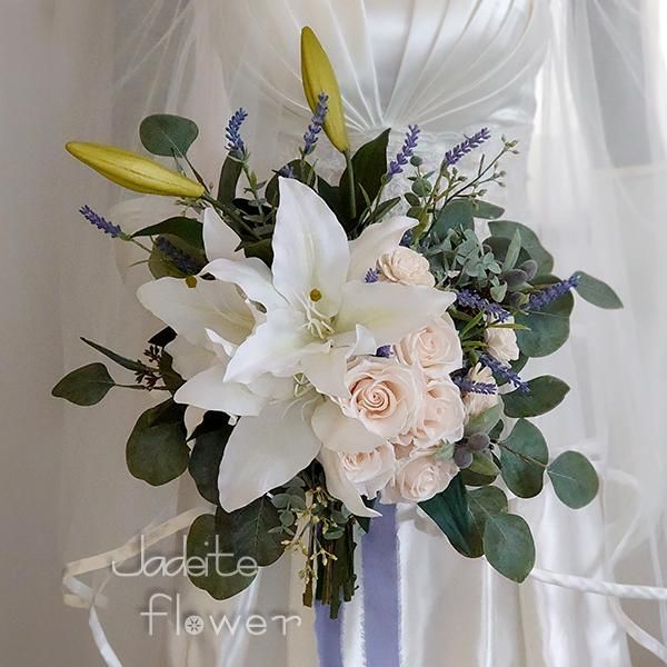 プリザ＆アーティフィシャルクラッチブーケ（カサブランカ）【ジェイ