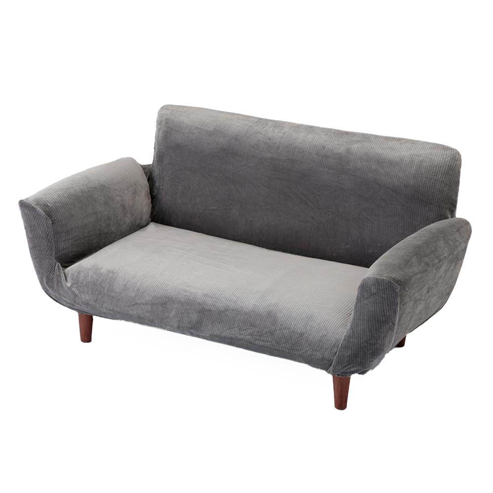 ＆Pet 汚れに強いソファカバー リブグレー 3人掛用 幅158cm 高さ124cm