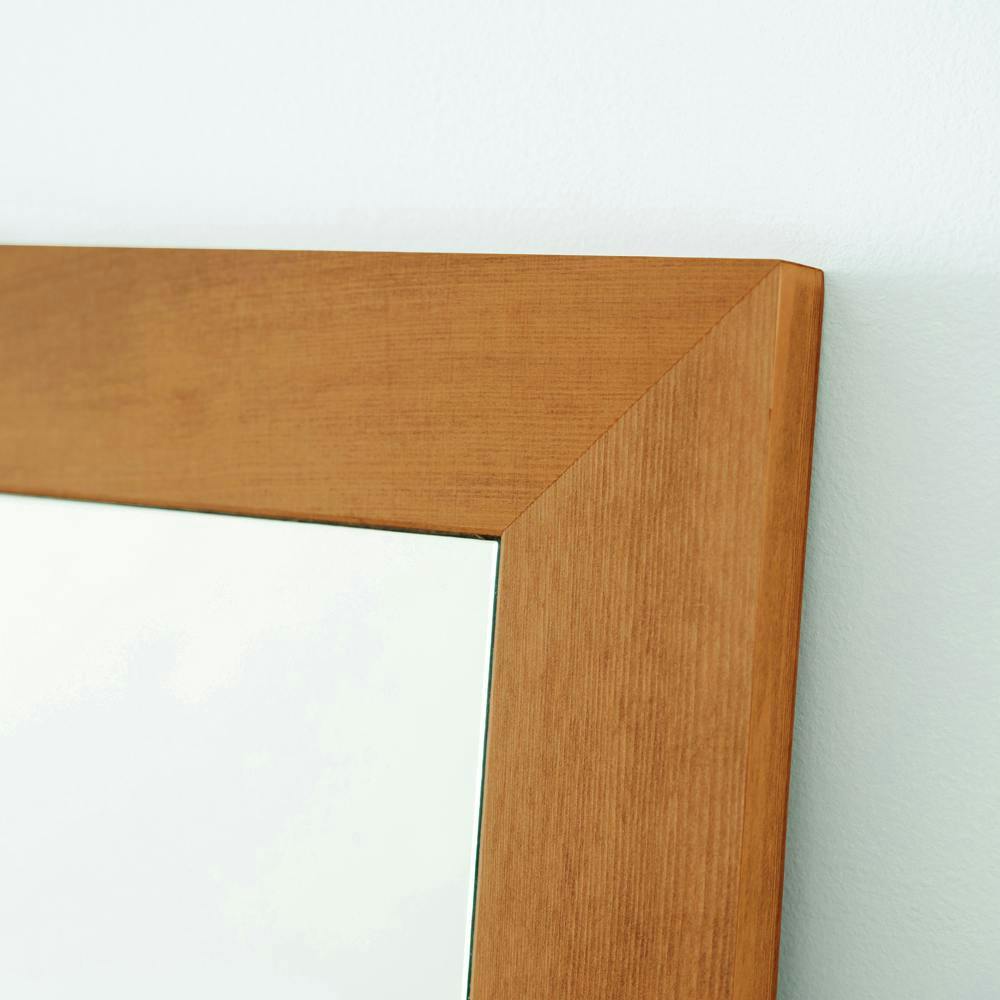 日本製】【幅広枠正方形ウォールミラー 幅60cm(ハニーブラウン/茶