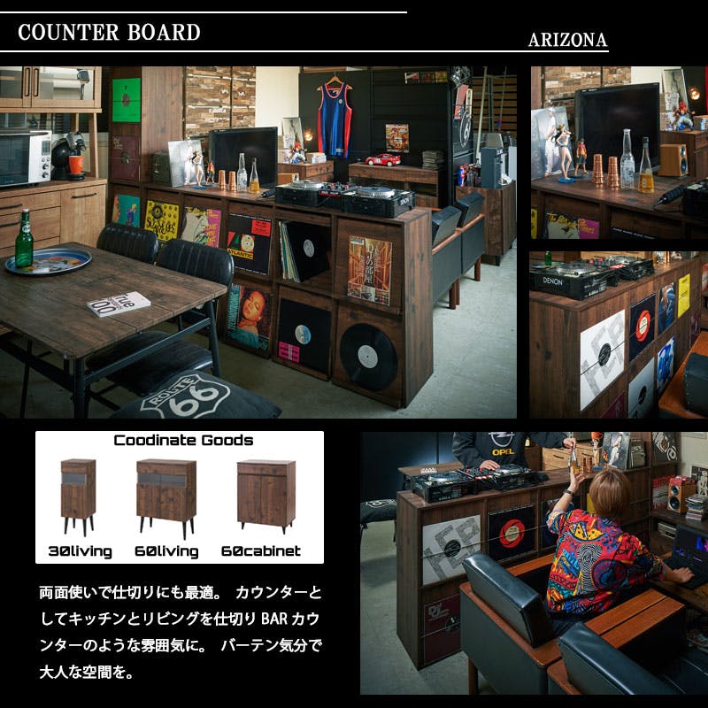 ARIZONA】両面ディスプレイ型レコードラック4DOORタイプ レコード収納