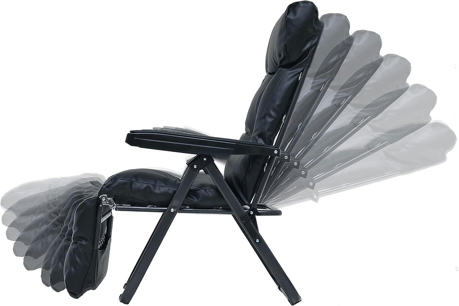 タック Vita フットレスト付きリクライニングチェア ネイビー 全身を