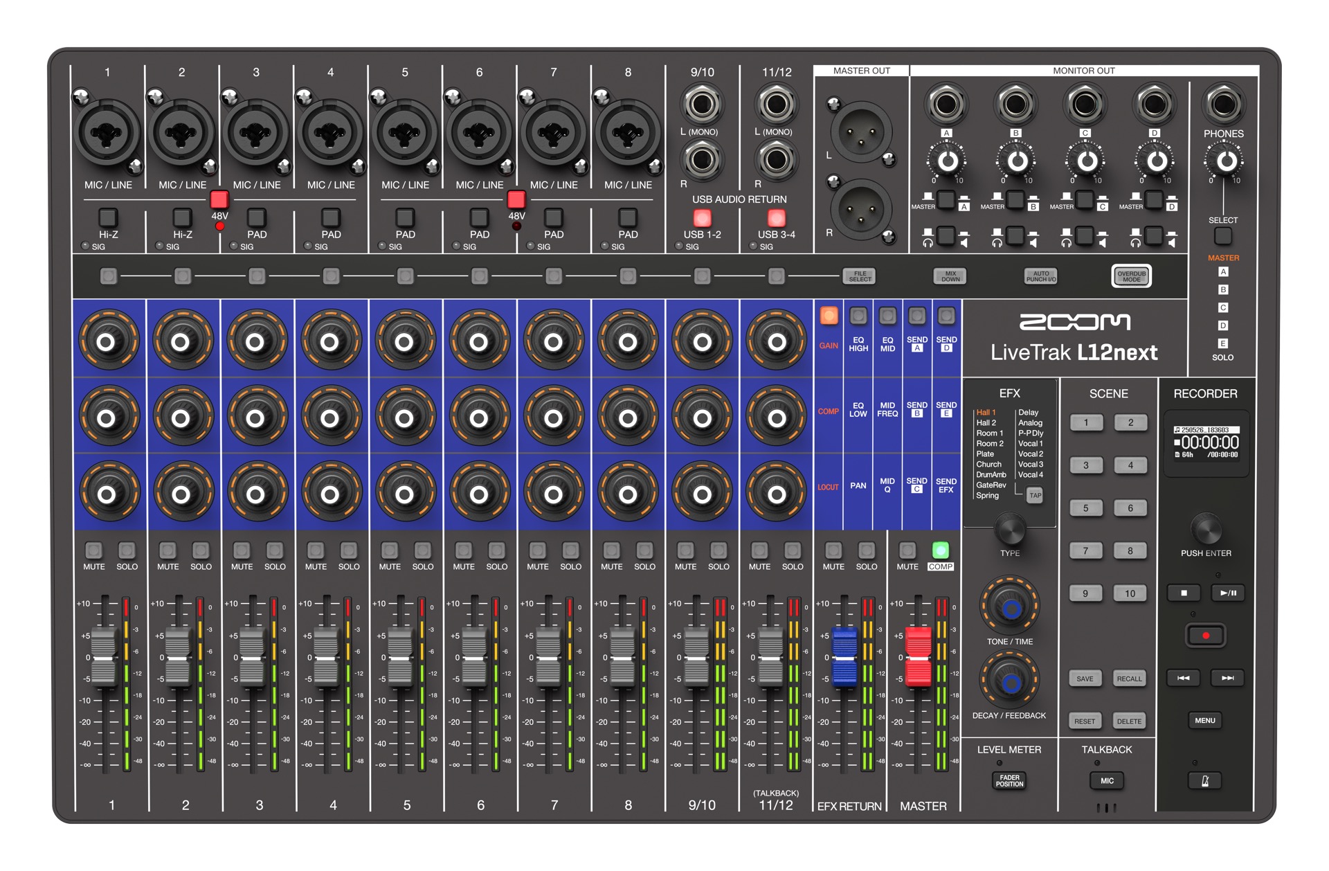 Zoom LiveTrak L12next | アナログ感覚で操作できる12chライブミキサー