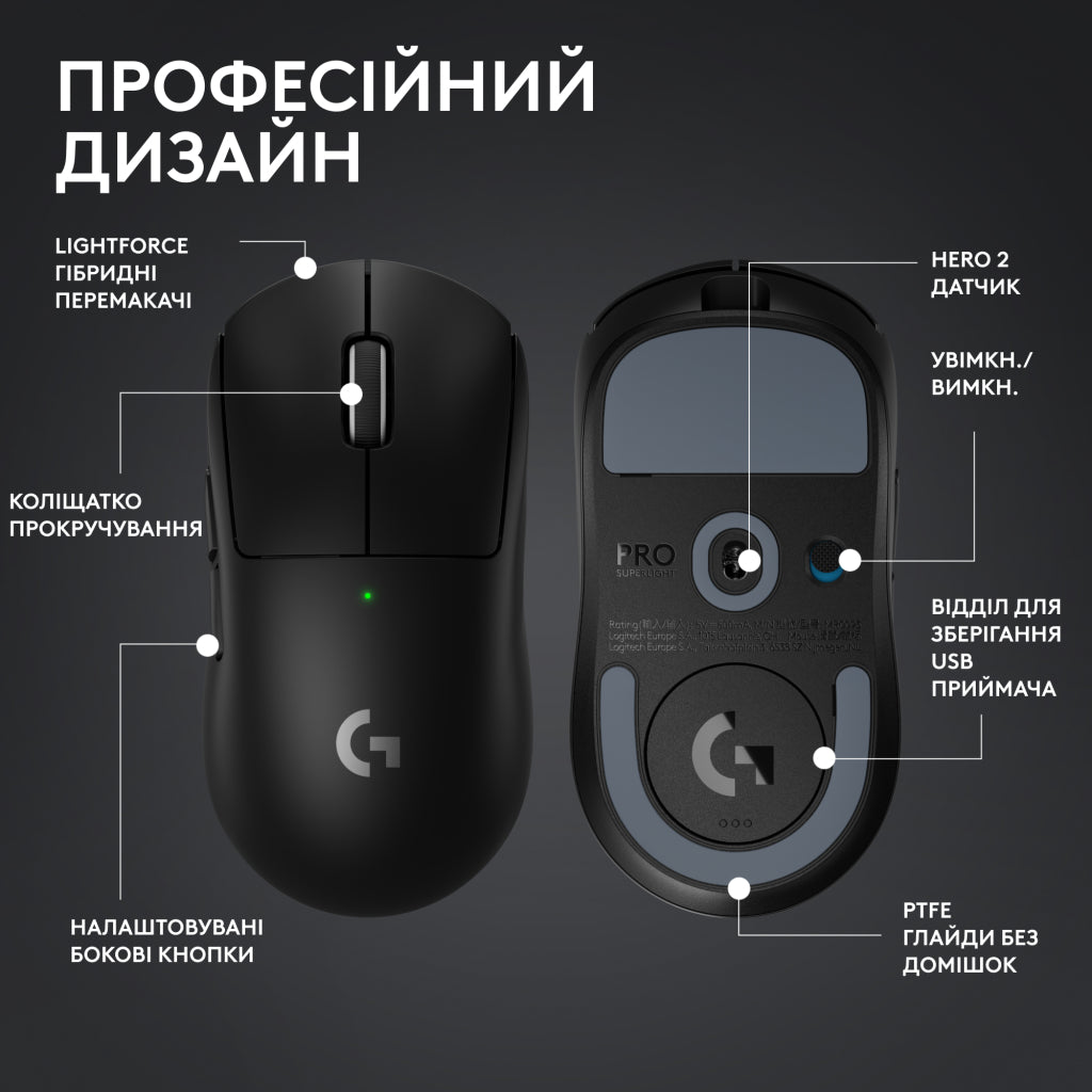 Мышка Logitech G Pro X Superlight 2 Lightspeed Wireless Black (910-006