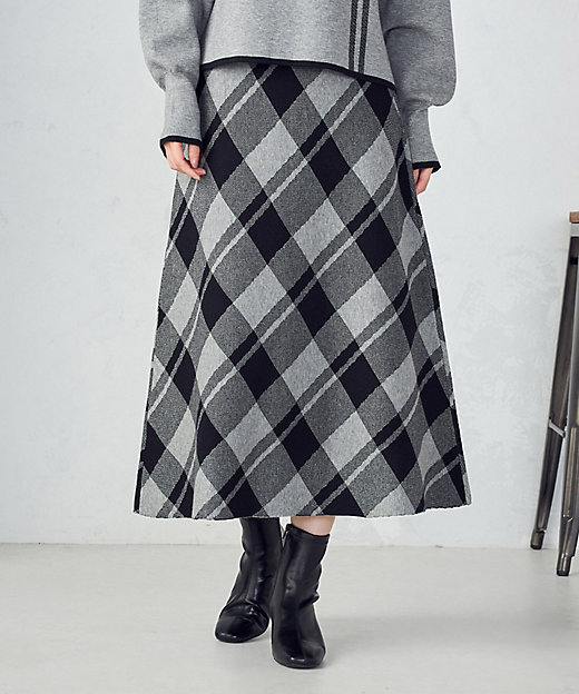 チェック柄 ニットスカート ／ セットアップ対応（1250FM11