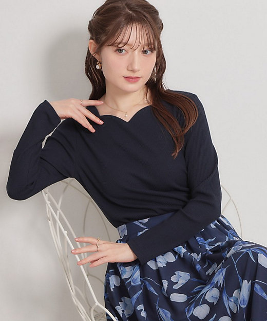 洗える】ハートネック テレコプルオーバー（2002604455