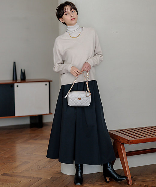 洗える】ブライトタフタ ギャザー スカート（SKWOGS6017