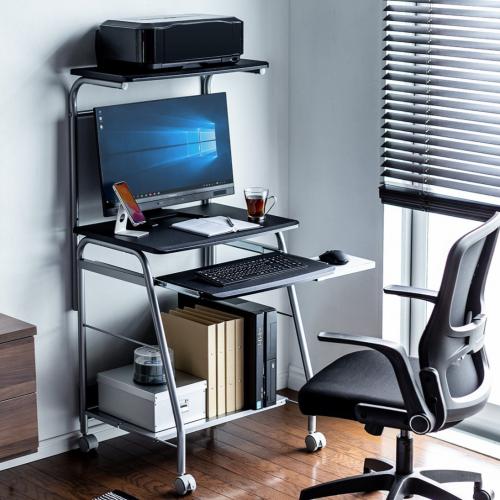 パソコンラック 幅60cm キーボードスライダー プリンター台 キャスター