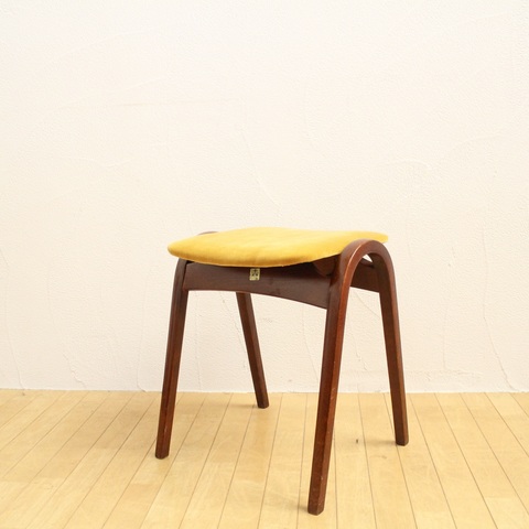 秋田木工 used リメイクチェア スタッキングスツール 黄色