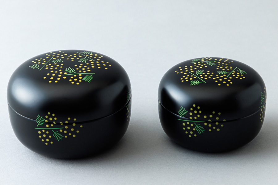 MIMOSA ボンボニエール 大 黒/白 漆塗り 漆器の井助