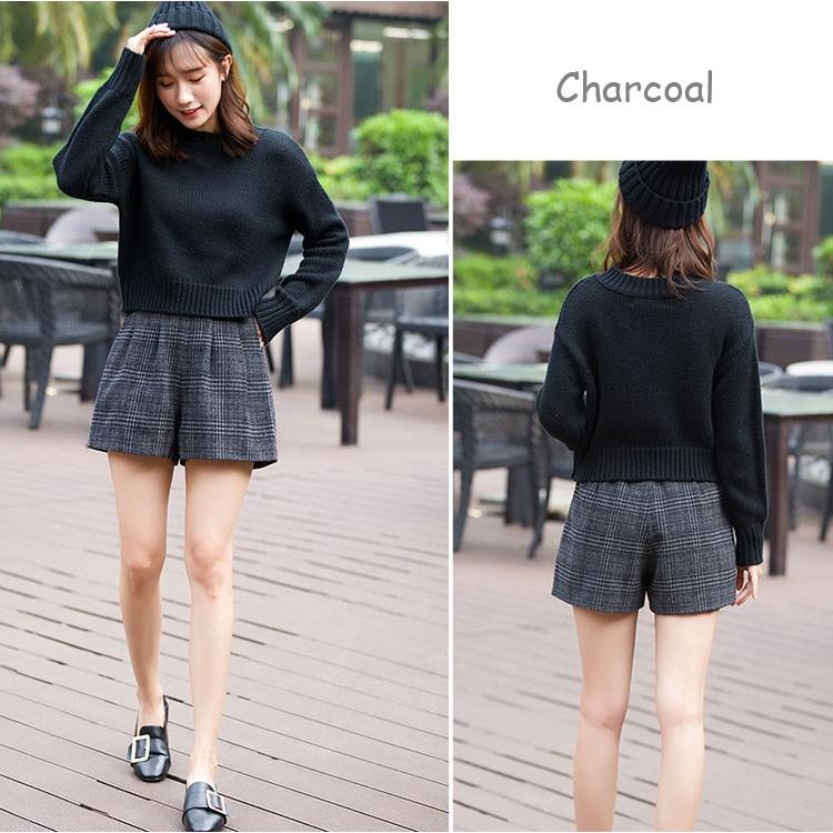 レディース グレンチェック ショートパンツ フレアパンツ 秋冬