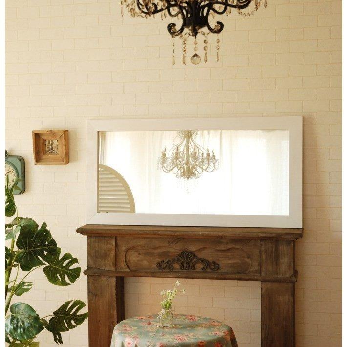 鏡 壁掛け ウォールミラー 白 日本製 おしゃれ 北欧 CAM-50×100WH