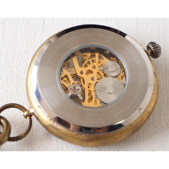 手作り懐中時計 ハンドメイド 渡辺工房 手巻き裏スケルトン ジャンボ