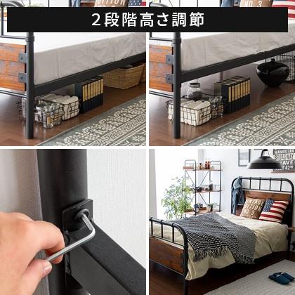 ベッドフレーム シングル パイプ シングルベッド パイプベッド 天然木