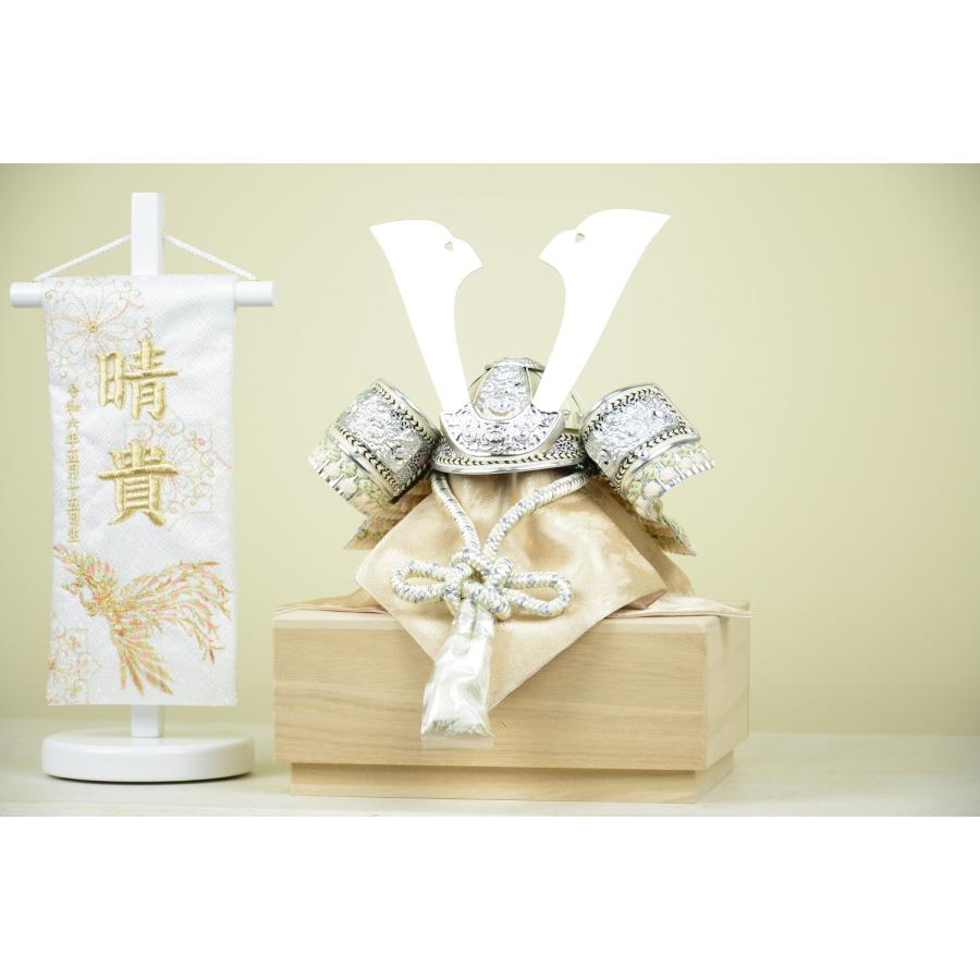 選べる3種】 五月人形 寛蔵作 兜飾り 白兜 7号 限定品 コンパクト