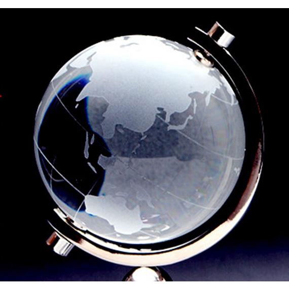 クリスタルガラス 地球儀 グローブ 置時計 シルバー インテリア 卓上