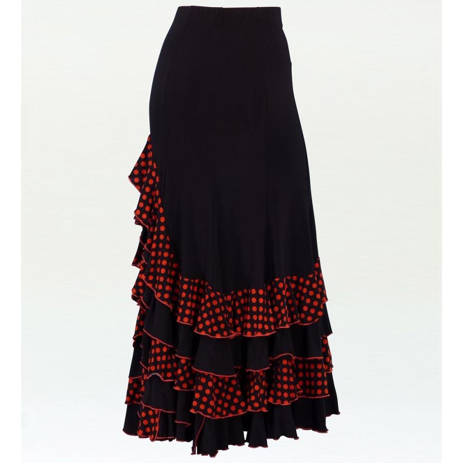 フラメンコ 水玉マーメード ファルダ スカート オレンジ フリーサイズ