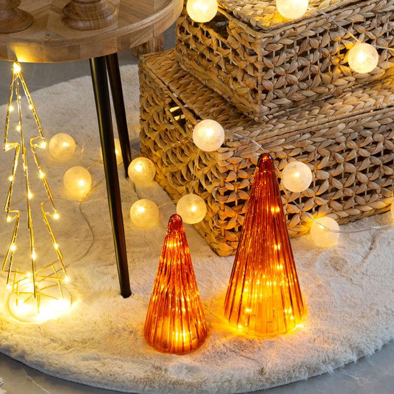 クリスマスツリー 卓上型 飾り 北欧 ガラス LED オブジェ