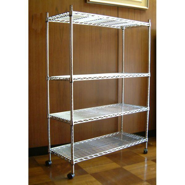 スチールラック キャスター付き シェルフ 4段 幅90cm 幅90 奥行き35 高
