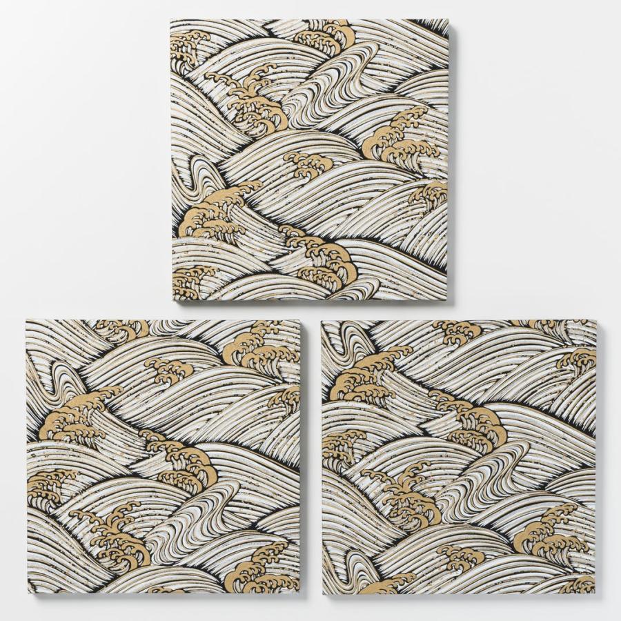 きもの ファブリックパネル KIMONO WALL ART 荒波 着物リメイク : キラ