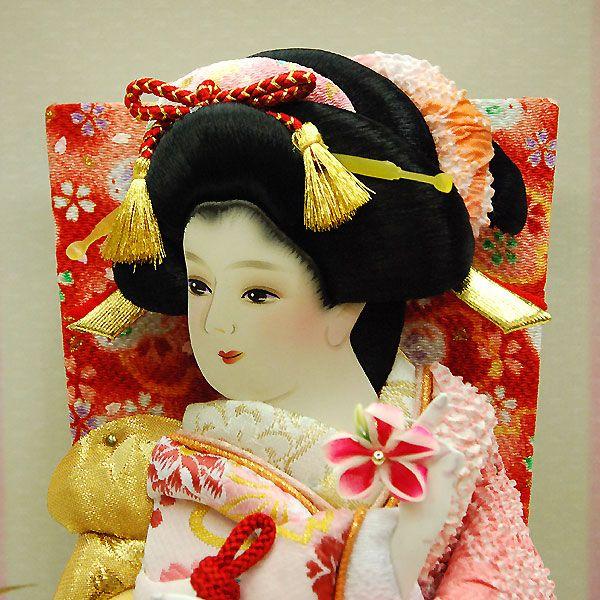 羽子板 初正月 羽子板飾り 10号姫振袖ピンク絞り森11号黒 : 雛人形-五