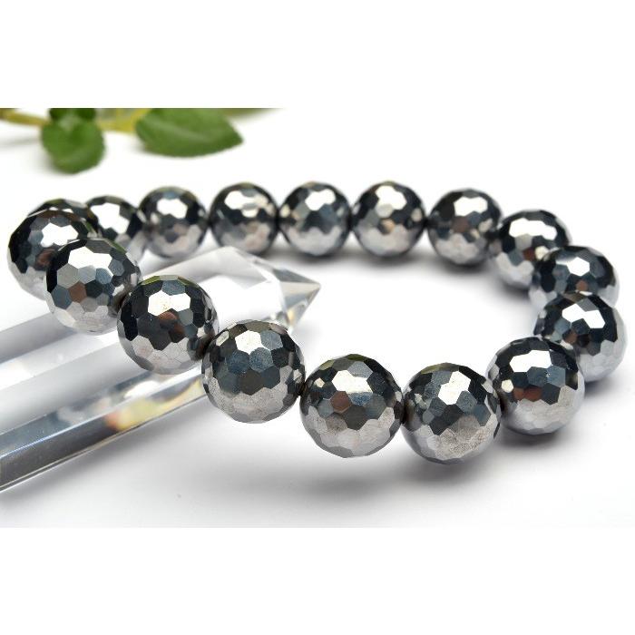 テラヘルツ鉱石 128面カット 8mm ブレスレット_B111-8 ☆5000円以上