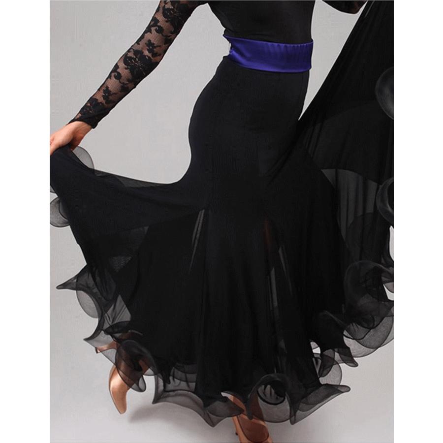 ダンス衣装 スカート 鮮やかボリュームフレア ロングスカート 広がる