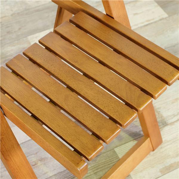 折りたたみ椅子/フォールディングチェア 〔2脚組 ブラウン〕 幅44cm