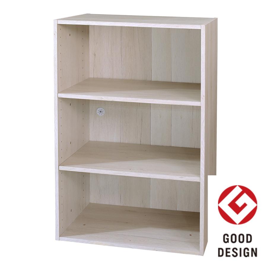 Nクリック 簡単組立て カラーボックス ディープ ワイド3段(ホワイト