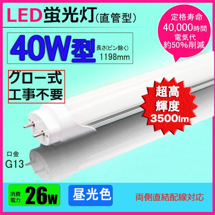 NISSIN LUX LED蛍光灯 40w形 超高輝度3500lm 昼光色 led直管蛍光灯T8