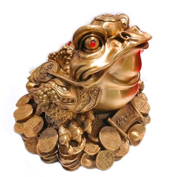 カエルの置物 銭蛙 大 Lサイズ 120421-44 金 ゴールド オブジェ 置き物