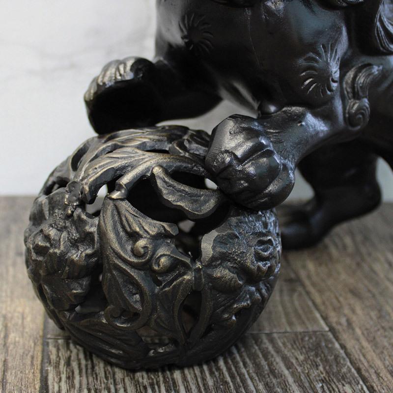 完売】玉獅子 置物 / 鉄製 和風置物 獅子 悪霊退散 縁起物 神社仏閣 魔