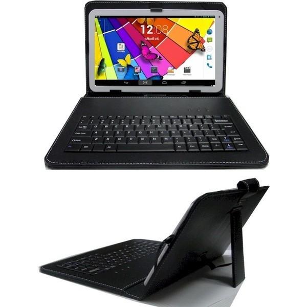 7〜8インチタブレットPC対応 レザーキーボードケース マイクロUSB