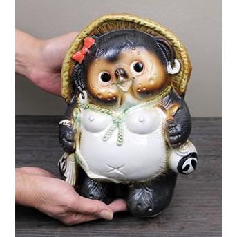 信楽焼 8号ひねり狸メス たぬき タヌキ 狸 開運 縁起物 女の子 可愛い