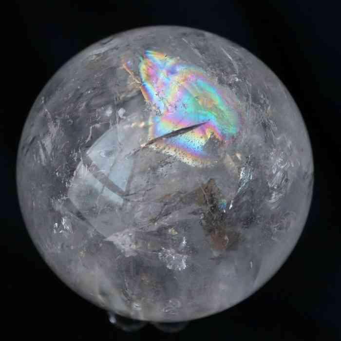 水晶 アイリスクォーツ 丸玉 55mm スフィア 天然石 天然水晶 虹 贈り物