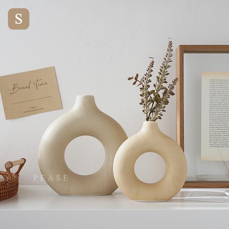 フラワーベース 花瓶 Sサイズ ラミック ドーナツ型 丸形 丸 おしゃれ