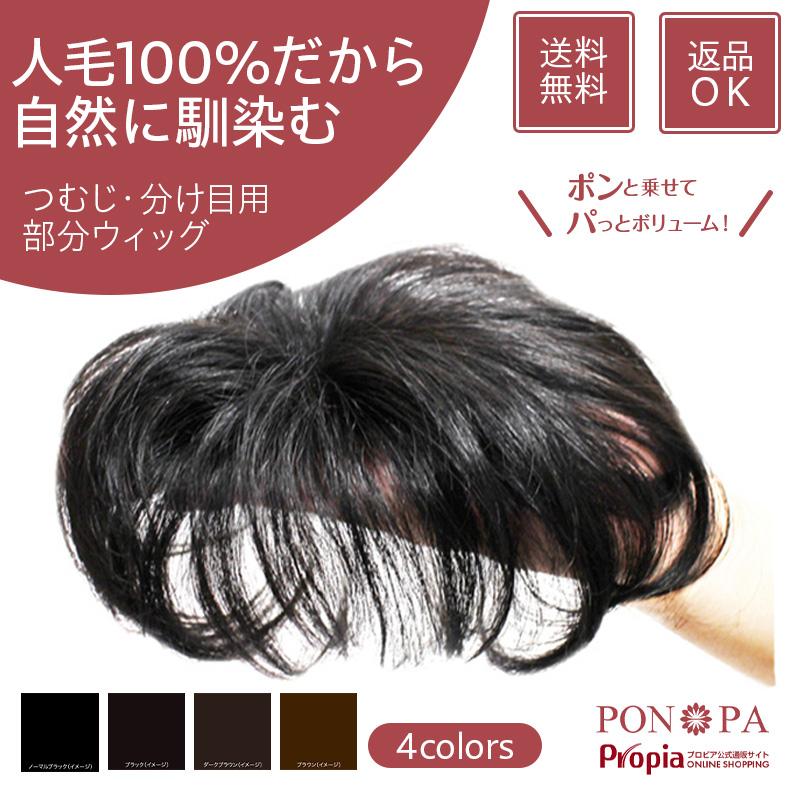 部分ウィッグ 頭頂部 人毛 100% 自然 トップピース 女性 ショート