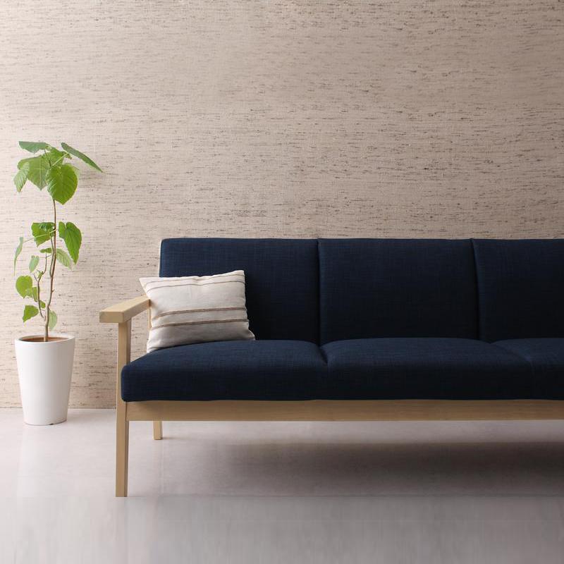 ソファ 3人掛け ネイビー色 グレー色 布張り 幅171cm 天然木ナチュラル