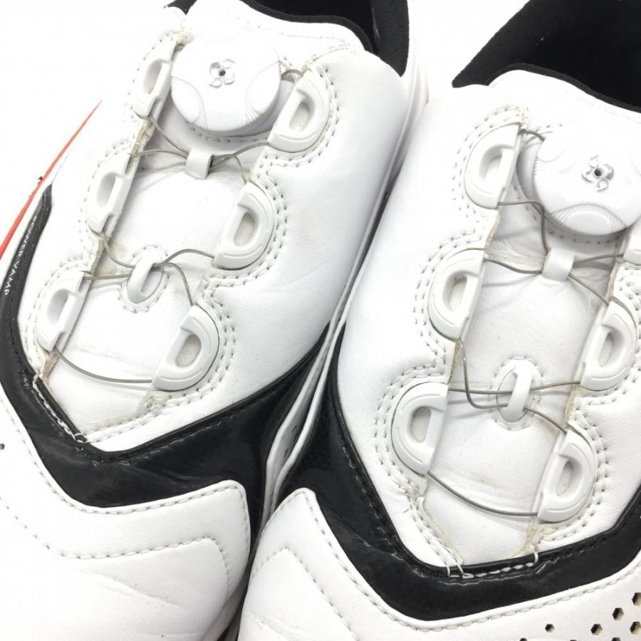 美品】PUMA プーマ ゴルフシューズ 白×オレンジ POWER VAMP 18789702