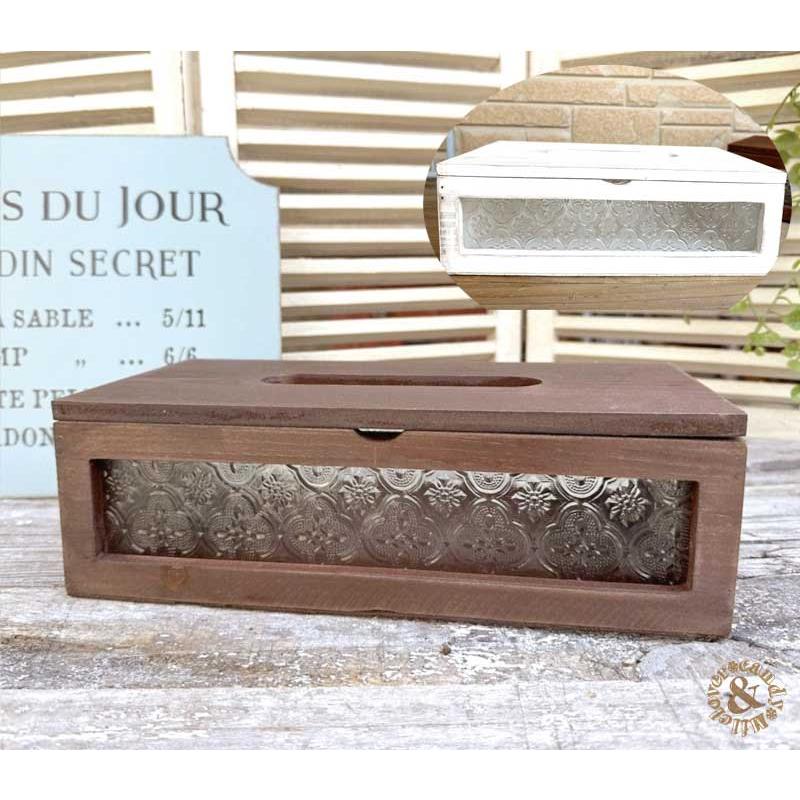 レトロ花柄ガラス フローラ ティッシュケース/インテリア雑貨 ガーデン