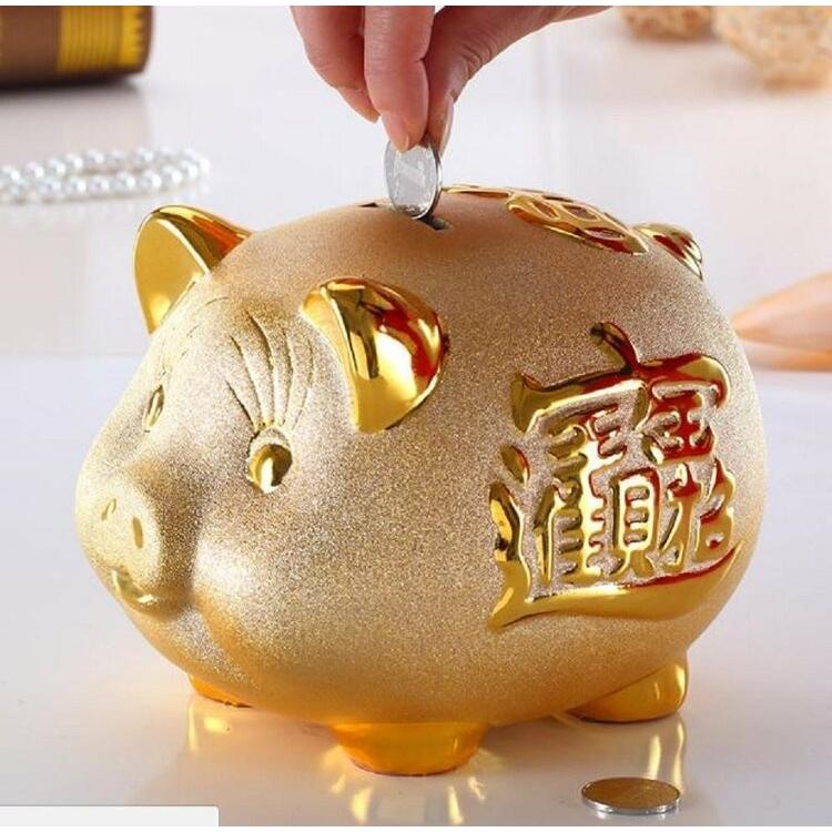 ブタの貯金箱 ピギーバンク 9号 豚 ぶた 金 ゴールド 開運グッズ 貯金
