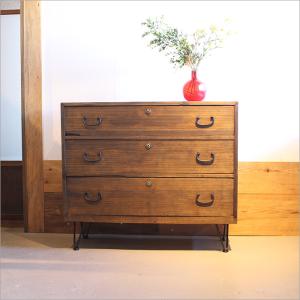 和箪笥 リメイク チェスト 3段 幅88cm 古材 アイアン脚 和モダン 収納