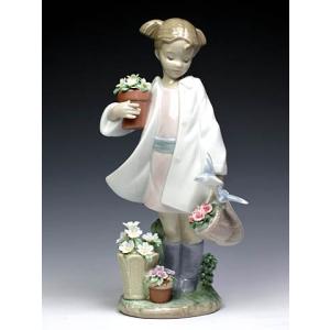 リヤドロ（Lladro リアドロ 陶器人形 置物） 少女 アヒルとおしゃべり