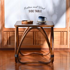 今枝商店 ラタンテーブル 円型 ガラス天板 直径45cm （ サイドテーブル