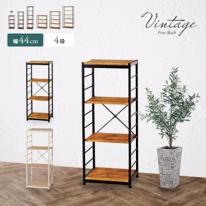 ヴィンテージ風オープンラック 幅84cm 6段 ワイド シェルフ 木目 木製