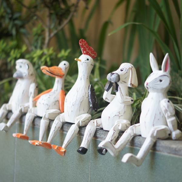 ぶらぶらウッドオブジェ 動物オブジェ 木彫り 動物 人形 ウッド