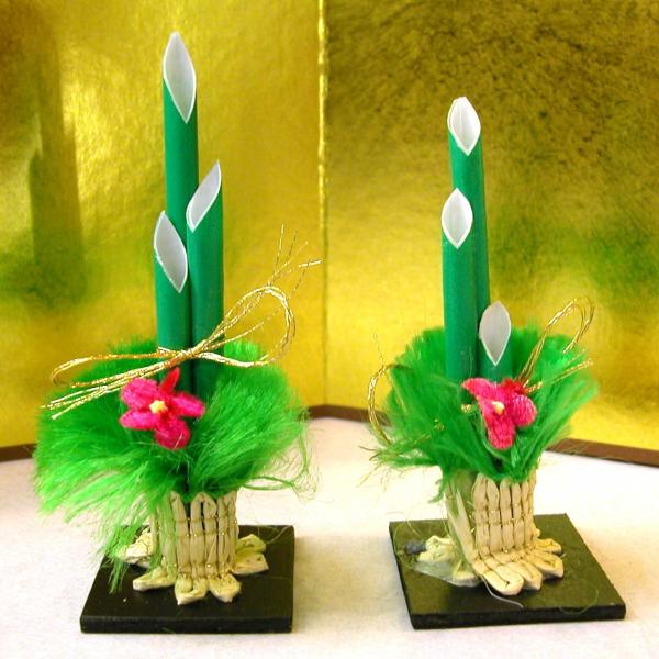 メール便可 ミニ門松 高さ約7.5cm 1対2個セット お正月飾り : マリヤ