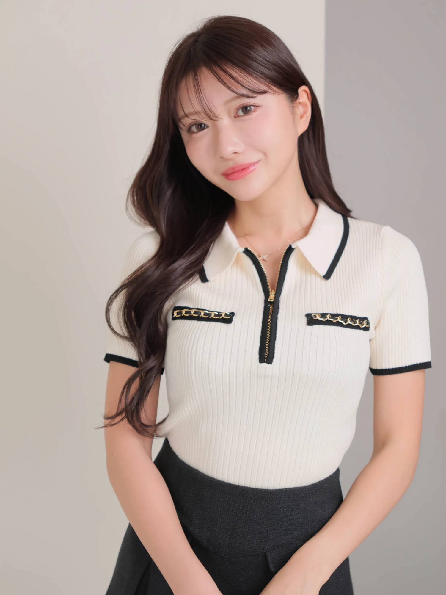 LIP SERVICE（リップサービス）｜ ハーフZIPチェーンポケットニット