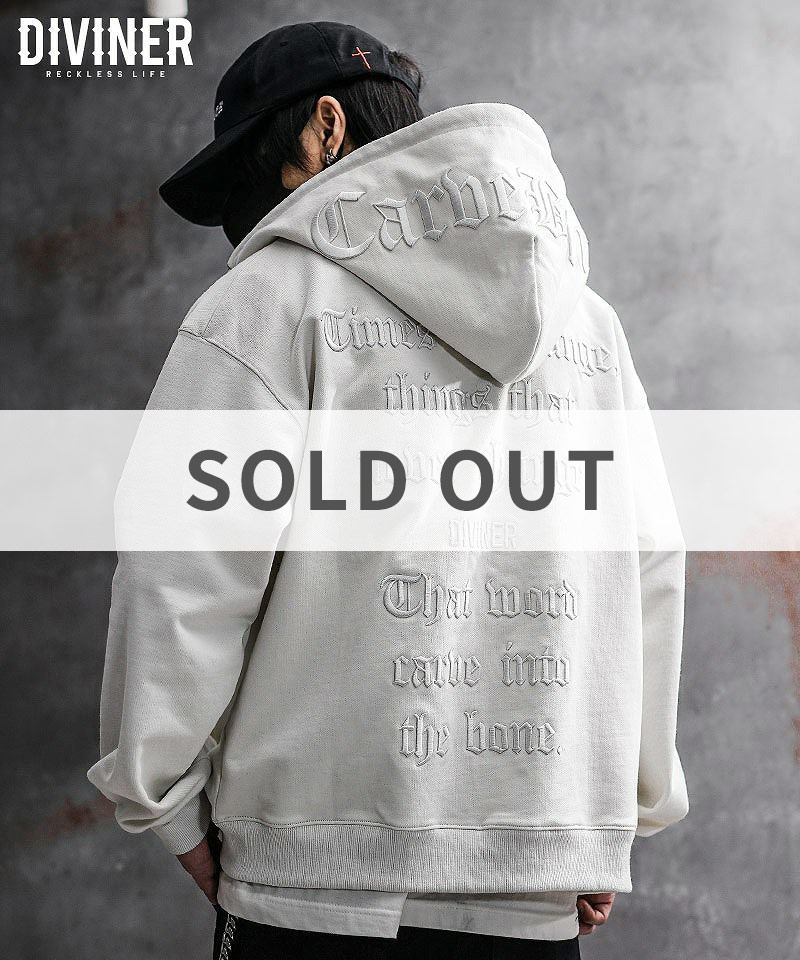 BlackLetter】Rear Embroidery Zip Hoodie トップス｜【公式】DIVINER