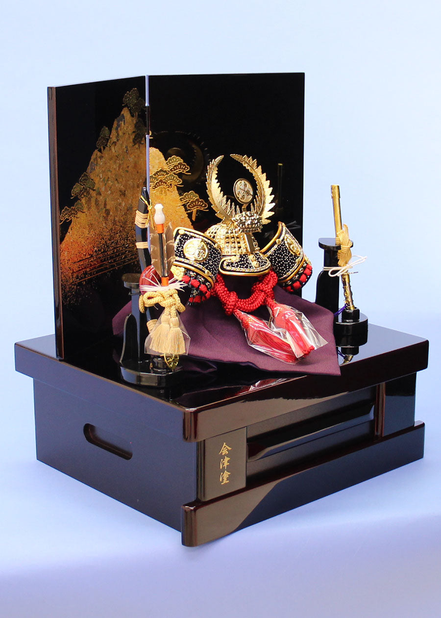 昭和レトロ ①【#鎧 飾り】 ②黒（飾り・収納箱） 端午の節句きれい目